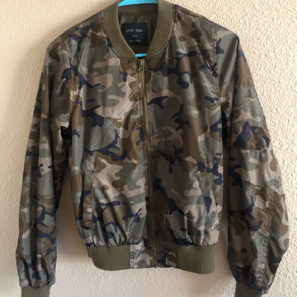 Camo Print Bomber Jacket